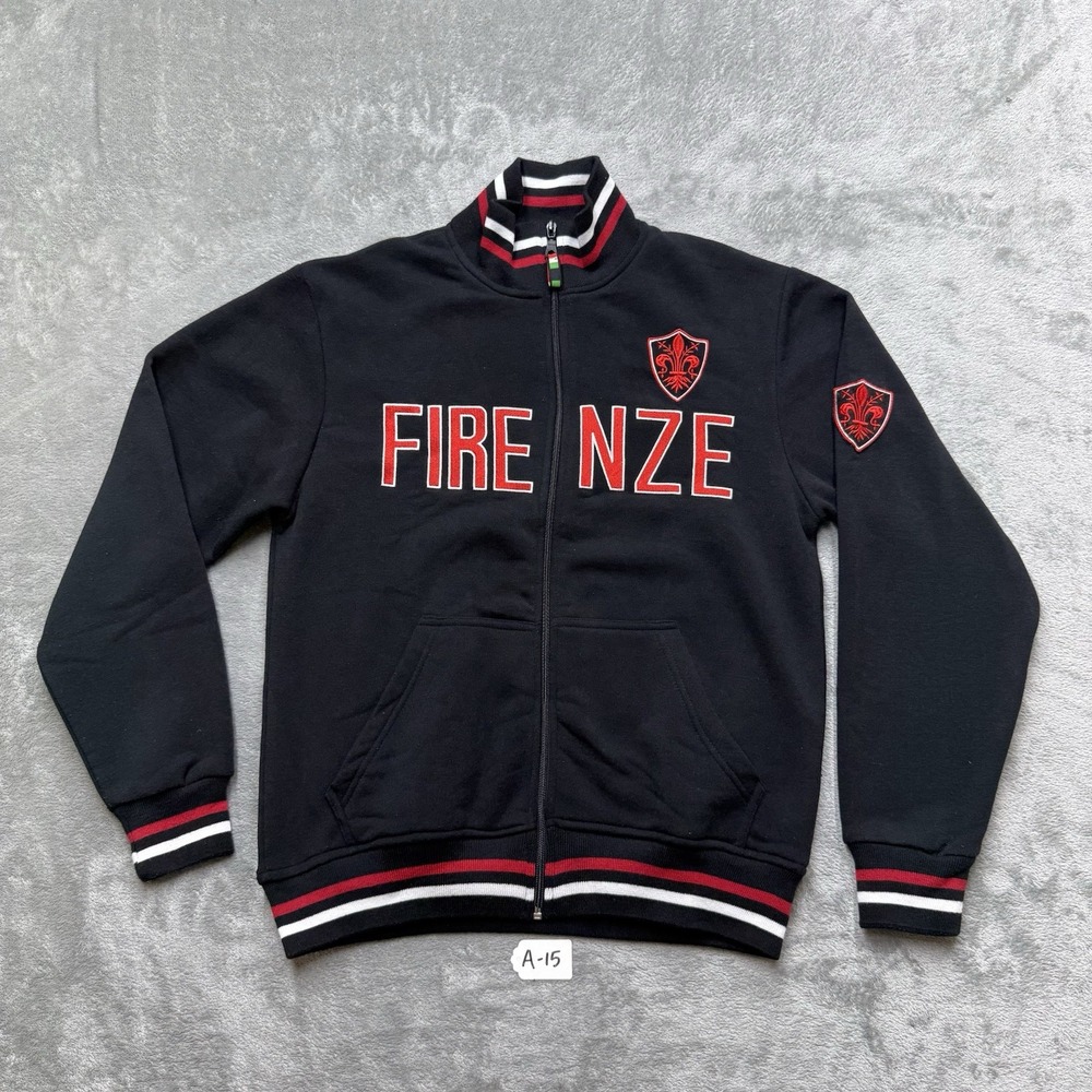 Italy Firenze Black And Red Full Zip Jacket Size Small